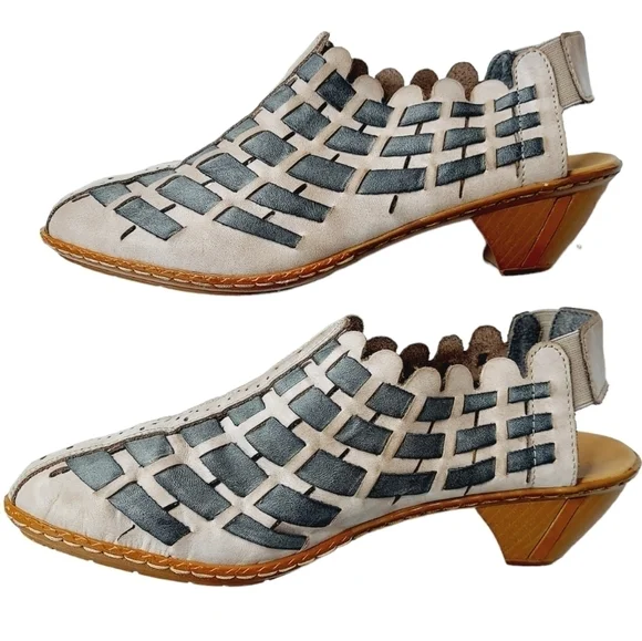 Rieker Antistress Sina Woven Leather Slingback Shoes Gray Women\'s EU 41 US 9.5 Rieker 46778-64 Sina 78 | Women main image 3